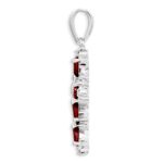 Sterling Silver Rhodium Pear Garnet Cross Pendant - Image 2