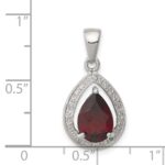 Sterling Silver Rhodium Garnet & Diamond Pendant - Image 3