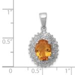Sterling Silver Rhodium Citrine & Diamond Pendant - Image 3