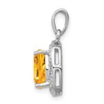 Sterling Silver Rhodium Citrine & Diamond Pendant - Image 2