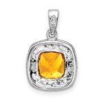 Sterling Silver Rhodium Citrine & Diamond Pendant - Image 4