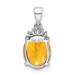 Sterling Silver Rhodium Citrine & Diamond Pendant - Image 4
