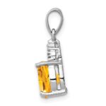 Sterling Silver Rhodium Citrine & Diamond Pendant - Image 2