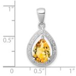 Sterling Silver Rhodium Citrine & Diamond Pendant - Image 3
