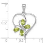 Sterling Silver RH Plated Peridot and Diamond Butterfly Heart Pendant - Image 3
