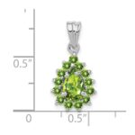 Sterling Silver Rhodium Plated Peridot Pear-shaped Pendant - Image 3