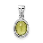 Sterling Silver Rhodium Plated Peridot Pendant - Image 4