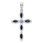 Sterling Silver Rhodium Sapphire Diamond Pendant - Image 4