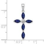 Sterling Silver Rhodium Sapphire Diamond Pendant - Image 3