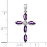 Sterling Silver Rhodium Plated Amethyst Diamond Pendant - Image 3