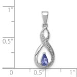 Sterling Silver Rhodium-plated Tanzanite & Diamond Pendant - Image 3