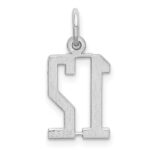 Sterling Silver/Rhodium-plated Elongated Number 12 Charm - Image 4