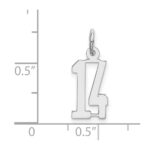 Sterling Silver/Rhodium-plated Elongated Number 14 Charm - Image 3