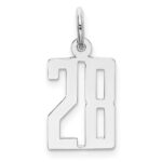 Sterling Silver/Rhodium-plated Elongated Number 28 Charm