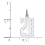 Sterling Silver/Rhodium-plated Elongated Number 28 Charm - Image 3