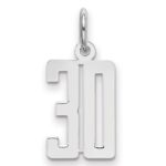 Sterling Silver/Rhodium-plated Elongated Number 30 Charm