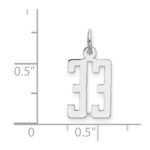Sterling Silver/Rhodium-plated Elongated Number 33 Charm - Image 3