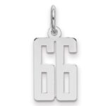 Sterling Silver/Rhodium-plated Elongated Number 66 Charm