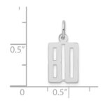 Sterling Silver/Rhodium-plated Elongated Number 80 Charm - Image 3