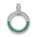 Sterling Silver Rhodium-plated White and Green CZ Open Circle Pendant