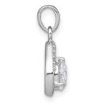 Sterling Silver Rhodium-plated Polished Round CZ Teardrop Pendant - Image 2