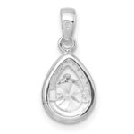 Sterling Silver Rhodium-plated Polished Round CZ Teardrop Pendant - Image 3