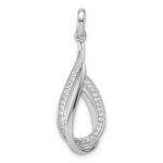 Sterling Silver Rhodium-plated CZ Polished Tear Drop Swirl Pendant