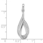 Sterling Silver Rhodium-plated CZ Polished Tear Drop Swirl Pendant - Image 4