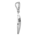 Sterling Silver Rhodium-plated CZ Polished Textured Abstract Tear Drop Pendant - Image 2