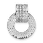 Sterling Silver Rhodium-plated CZ Polished Textured Moveable and Reversible Circle Doorknocker Pendant