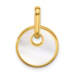 Sterling Silver Gold-plated Polished Mother of Pearl Circle Drop Pendant