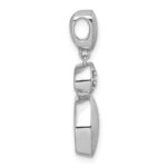 Sterling Silver Rhodium-plated Brushed and Polished Crystal Chain Slide Pendant - Image 2