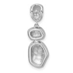 Sterling Silver Rhodium-plated Brushed and Polished Crystal Chain Slide Pendant - Image 3