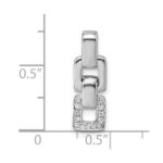 Sterling Silver Rhodium-plated Polished White CZ Double Square Pendant - Image 4