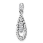 Sterling Silver Rhodium-plated Polished CZ Twisted Teardrop Pendant