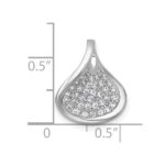 Sterling Silver Rhodium-plated Polished Fancy Curved CZ Pendant - Image 4