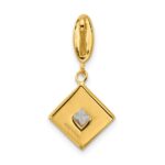 Sterling Silver Gold-plated CZ and Black Enameled Pendant - Image 3