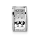 Sterling Silver Rhodium-plated Pave CZ Rectangle Chain Slide Pendant - Image 3