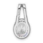 Sterling Silver Rhodium-plated Polished Multi-color Rainbow CZ Oval Halo Chain Slide Pendant - Image 3