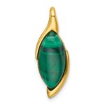 Sterling Silver Gold-Tone Polished Fancy Marquise Malachite Cabochon Chain Slide Pendant