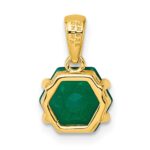 Sterling Silver Gold-tone Polished Hexagon Green Chalcedony Pendant - Image 3