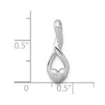 Sterling Silver Rhodium-plated Polished and Brushed Fancy Teardrop Heart Chain Slide - Image 4