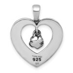 Sterling Silver Antiqued Polished Open Heart With Dangling Flower Pendant - Image 3