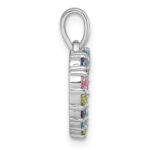 Sterling Silver Rhodium-plated Polished Pastel Blue, Pink, Green and Purple CZ Heart Pendant - Image 2