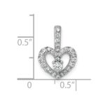 Sterling Silver Rhodium-plated Polished CZ Open Heart Pendant - Image 4