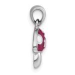 Sterling Silver Rhodium-plated Polished Red and White Enameled Mushroom Pendant - Image 2