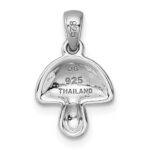 Sterling Silver Rhodium-plated Polished Red and White Enameled Mushroom Pendant - Image 3