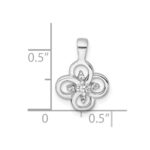 Sterling Silver Rhodium-plated Polished Fancy Flower CZ Pendant - Image 4