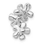 Sterling Silver Rhodium-plated and Gold-plated with CZ Three Flowers Chain Slide Pendant - Image 3