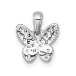Sterling Silver Rhodium-plated Polished CZ Butterfly Pendant - Image 3